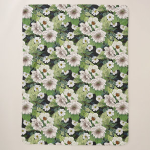 Witte Bloemen Sherpa Dekbed Deken