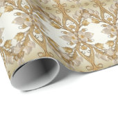 Witte Bloemen Sierlijk Goud Inpakpapier (Rol Hoek)