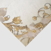 Witte Bloemen Sierlijk Goud Tissuepapier (Detail)