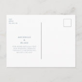 Witte Bloemen Sky Blue Bruiloft Save the Date Briefkaart (Achterkant)