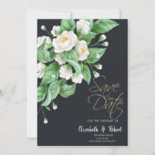 Witte Bloemen Sla de Datum Op Save The Date (Voorkant)