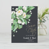 Witte Bloemen Sla de Datum Op Save The Date (Staand voorkant)