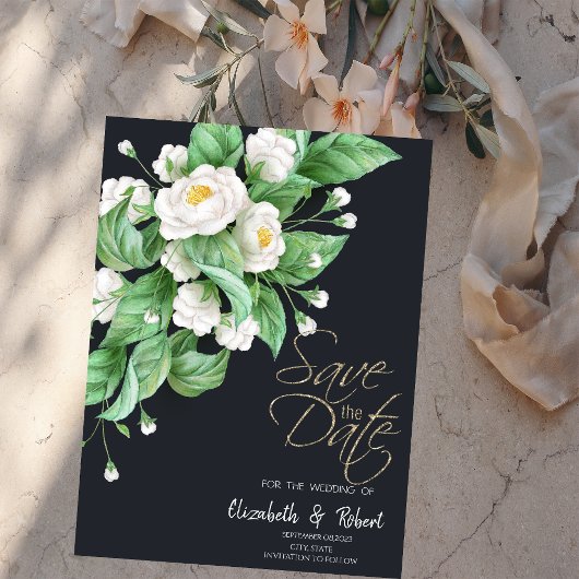 Witte Bloemen Sla de Datum Op Save The Date