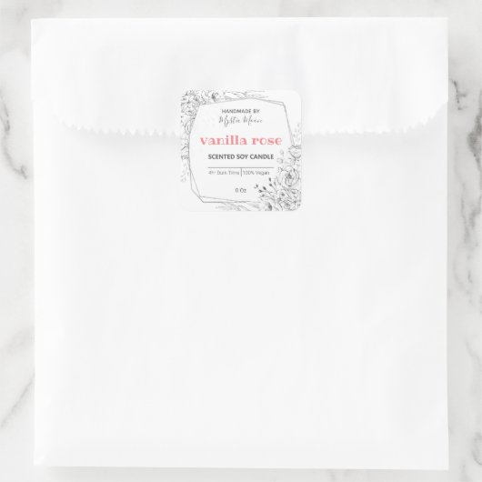 Witte Bloemen Soja Kaars Label (Tas)