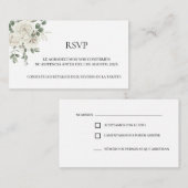 Witte Bloemen Spaans Bruiloft RSVP Kaart (Voorkant / Achterkant)