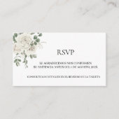 Witte Bloemen Spaans Bruiloft RSVP Kaart (Voorkant)