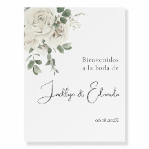 Witte Bloemen Spaans Bruiloft Welkomstbord