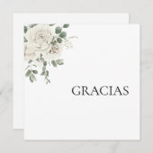Witte Bloemen Spaans Dank u kaart (Voorkant / Achterkant)