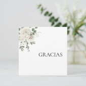 Witte Bloemen Spaans Dank u kaart (Staand voorkant)