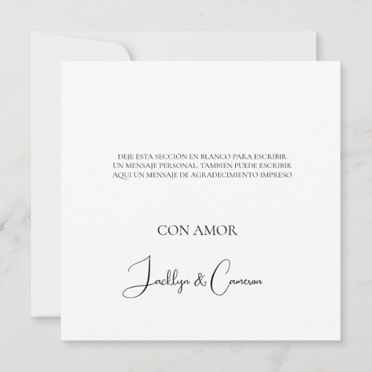 Witte Bloemen Spaans Dank u kaart (Achterkant)