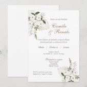 Witte Bloemen Spaanse bruiloft uitnodiging (Voorkant / Achterkant)