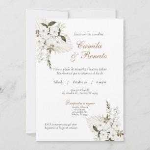 Witte Bloemen Spaanse bruiloft uitnodiging