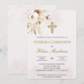 Witte bloemen Spaanse doop Kaart (Voorkant / Achterkant)