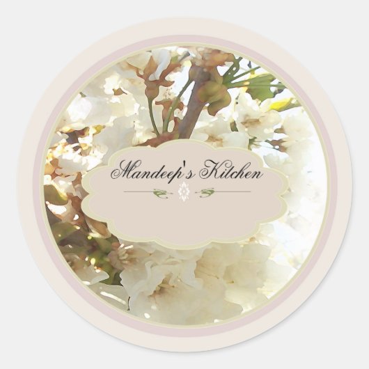 Witte Bloemen Spice Jar Labels 2 (Voorkant)