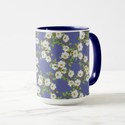 Witte bloemen spiraal in de tuin mok (Voorkant rechts)