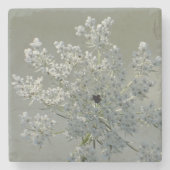 Witte bloemen stenen onderzetter (Voorkant)