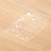 Witte Bloemen Sterrennacht Boog Wedding Acryl Uitnodigingen (Laagn)