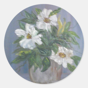 Witte bloemen stickers