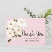 *~ Witte bloemen Strand Rozen Knoppen Bruidsdouche Bedankkaart (Staand voorkant)