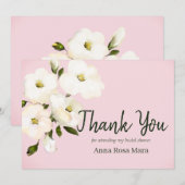 *~ Witte bloemen Strand Rozen Knoppen Bruidsdouche Bedankkaart (Voorkant / Achterkant)