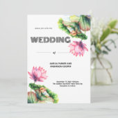 Witte Bloemen Symfonie Bruiloft Kaart (Staand voorkant)