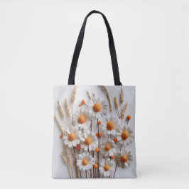 Witte Bloemen Tas met Sinaasappel Geruit Terug