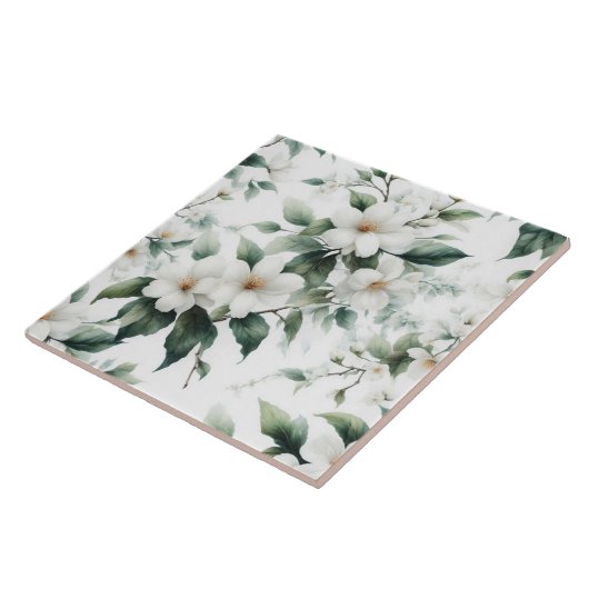 Witte bloemen tegeltje (Zijkant)