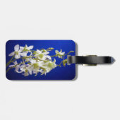 Witte bloemen tegen blauwe hemel bagagelabel (Achterkant horizontaal)