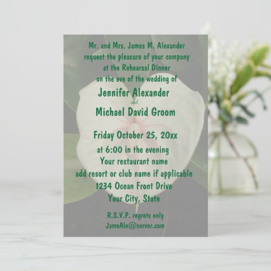 Witte bloemen Tropisch Anthurium Kaart (Staand voorkant)