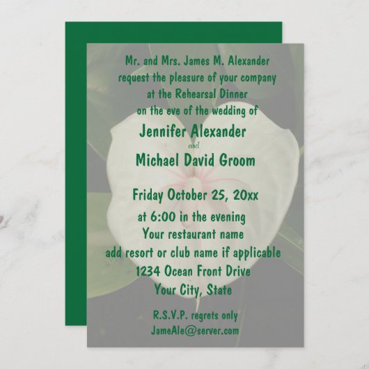 Witte bloemen Tropisch Anthurium Kaart (Voorkant / Achterkant)