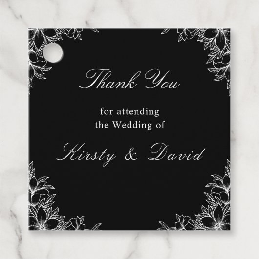 Witte  Bloemen Trouwgunst Labels (Voorkant)