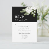 Witte Bloemen Trouwlente, RSVP Menu Kaart (Staand voorkant)