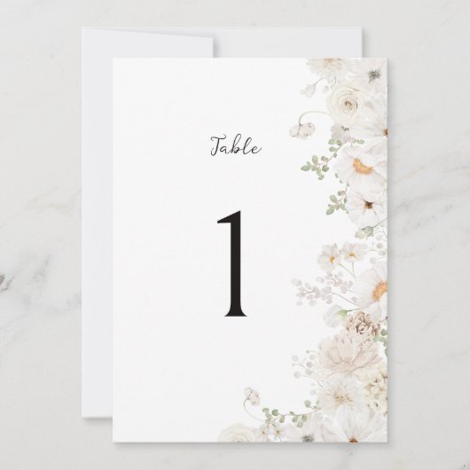 Witte Bloemen Trouwtafel Nummer (Voorkant)