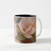 Witte bloemen tweekleurige koffiemok (Voorkant rechts)