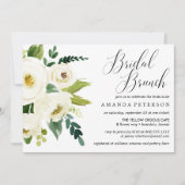 Witte bloemen | Typografische bruiloft Bridal Brun Kaart (Voorkant)