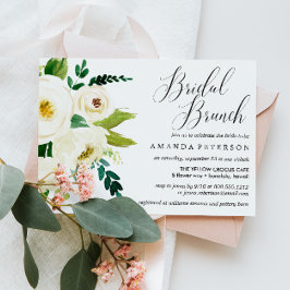 Witte bloemen | Typografische bruiloft Bridal Brun Kaart