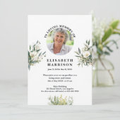  Witte Bloemen Uitvaart Kaart (Staand voorkant)