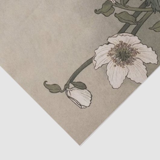 Witte bloemen van Eugene Grasset Tissuepapier (Detail)