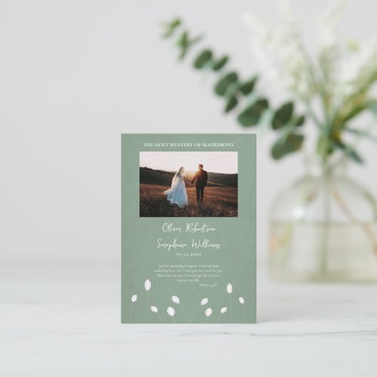Witte Bloemen Veld Orthodoxe Bruiloft Gebed Kaart Plaatskaartje (Staand voorkant)