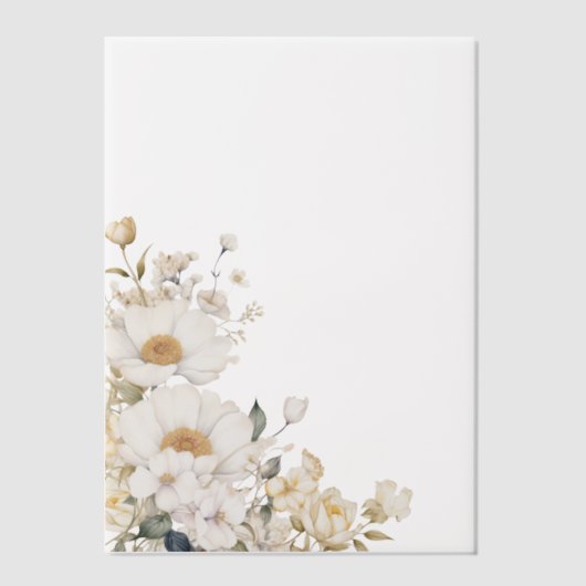 Witte bloemen vellum uitnodigingen (Voorkant)