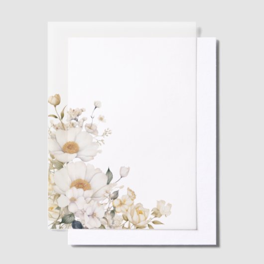Witte bloemen vellum uitnodigingen (Offset)