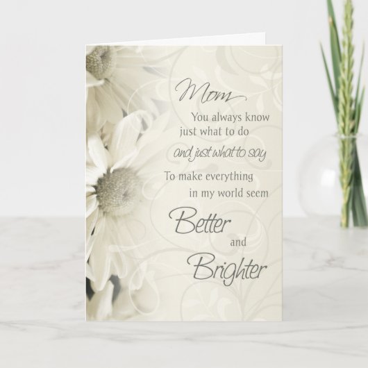 Witte Bloemen Verjaardag Kaart van de Moeder (Voorkant)