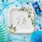 Witte Bloemen Verjaardag Papieren Bordje (Feest)