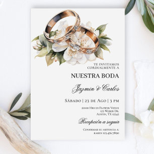 Witte Bloemen verloving Ringen Spaans Huwelijk Inv Kaart