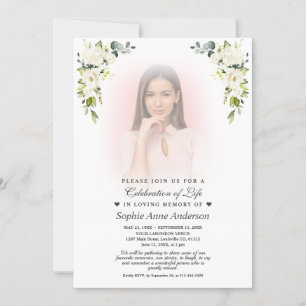 Witte Bloemen Vervaagd Foto Viering van het leven Kaart