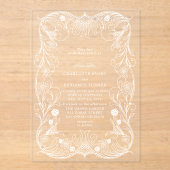 Witte  Bloemen Vintage bruiloft Acryl Uitnodigingen (Voorkant)