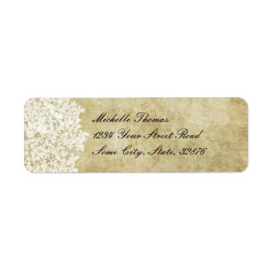 Witte Bloemen Vintage bruiloft adres Etiket