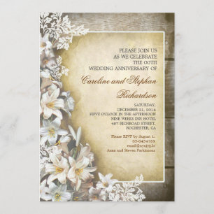witte bloemen vintage trouwdag uitnodigingen