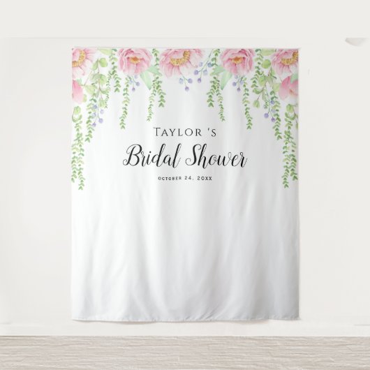 Witte Bloemen Vrijgezellenfeest Achtergrond Wandkleed (Voorkant)