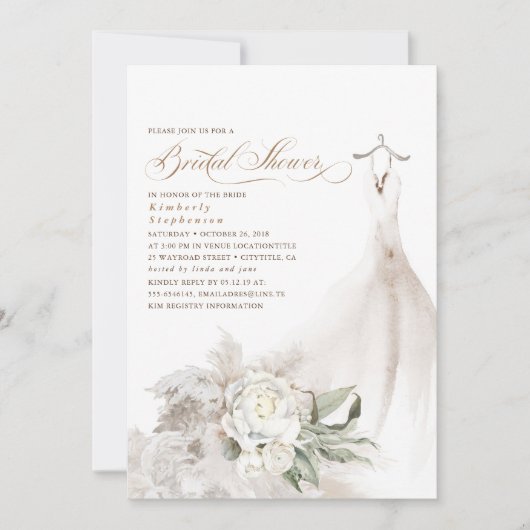 Witte bloemen Vrijgezellenfeest van Pampas Grass G Kaart (Voorkant)